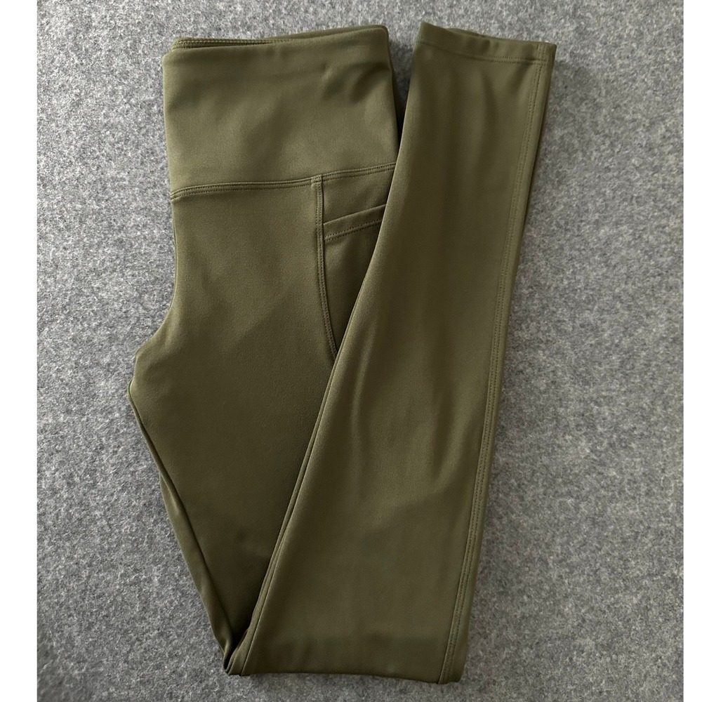Felina Leggings Womens S Olive Green High Waist Pockets Gym Athleisure Yoga